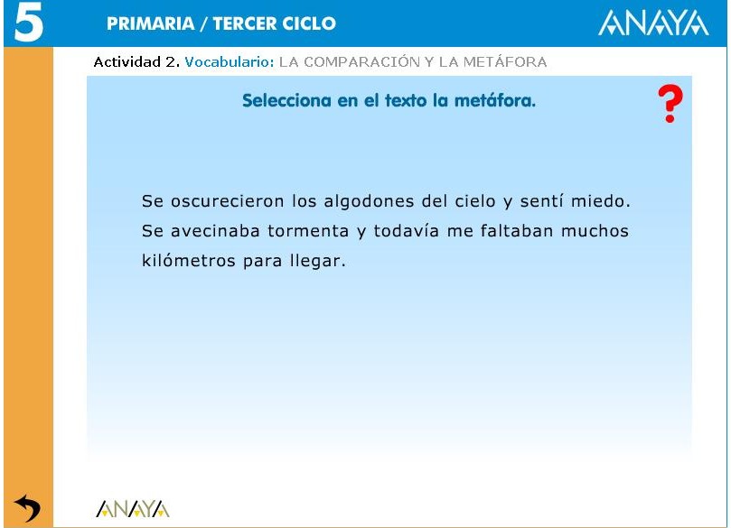 COMPARACIÓN Y METÁFORA | Recursos Interactivos para Lengua de Primaria