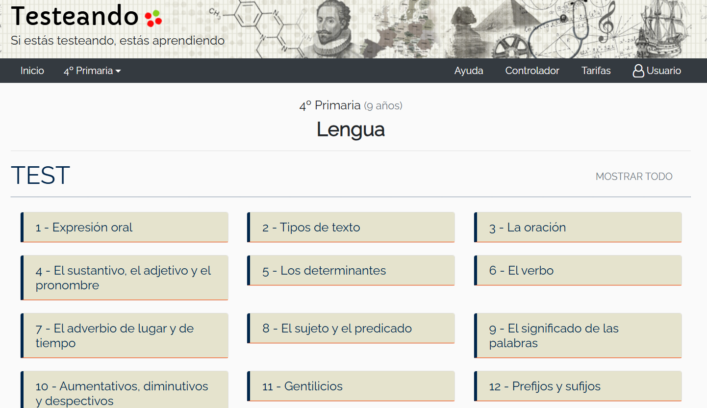 Testeando TESTEANDO: LENGUA 4º E.P. | Recursos Interactivos para Lengua de Primaria