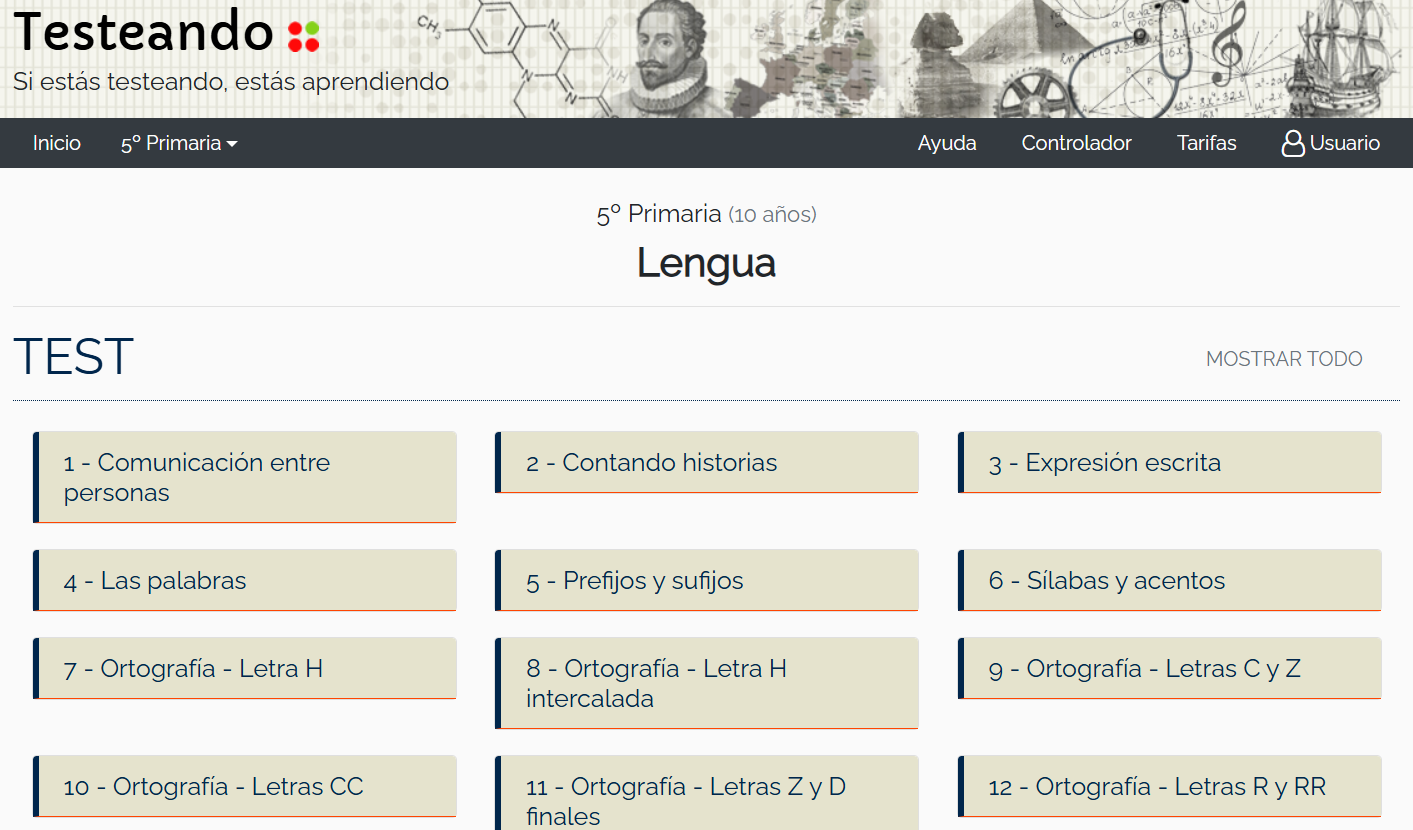 Testeando TESTEANDO: LENGUA 5º E.P. | Recursos Interactivos para Lengua de Primaria