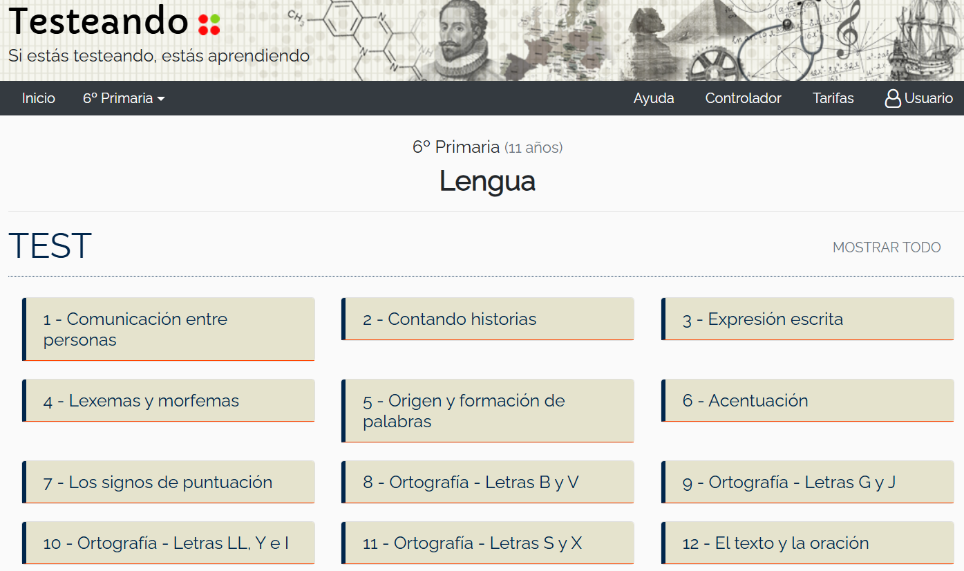 Testeando TESTEANDO: LENGUA 6º E.P. | Recursos Interactivos para Lengua de Primaria